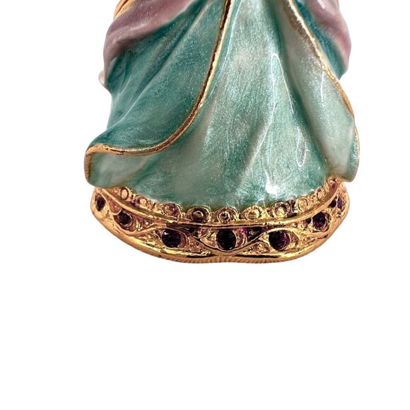 Angel Praying Trinket Box Blue Enamel Clear Lavender Purple Jeweled - Picture 6 of 12
